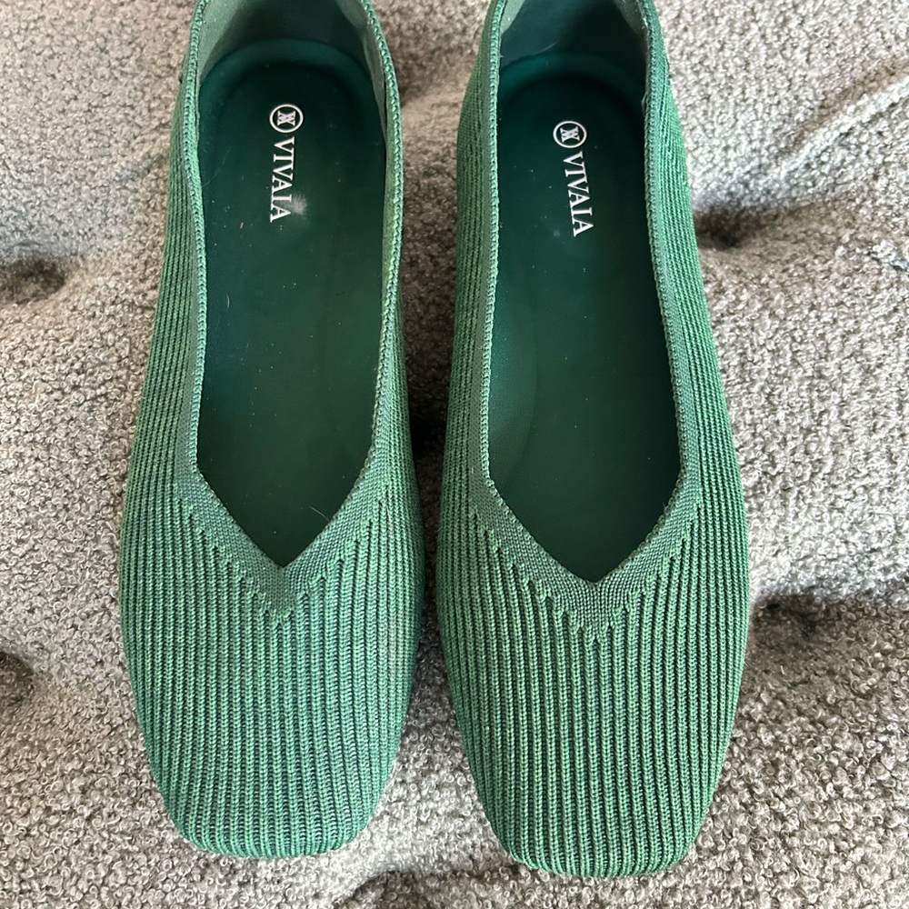 VIVAIA Rothy’s-like Green Margot 2.0 flat made w/ 6 plastic bottles / washable